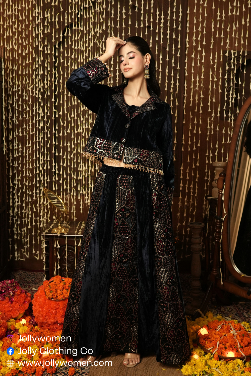FESTIVE BLUE LUXURY SKIRT SET