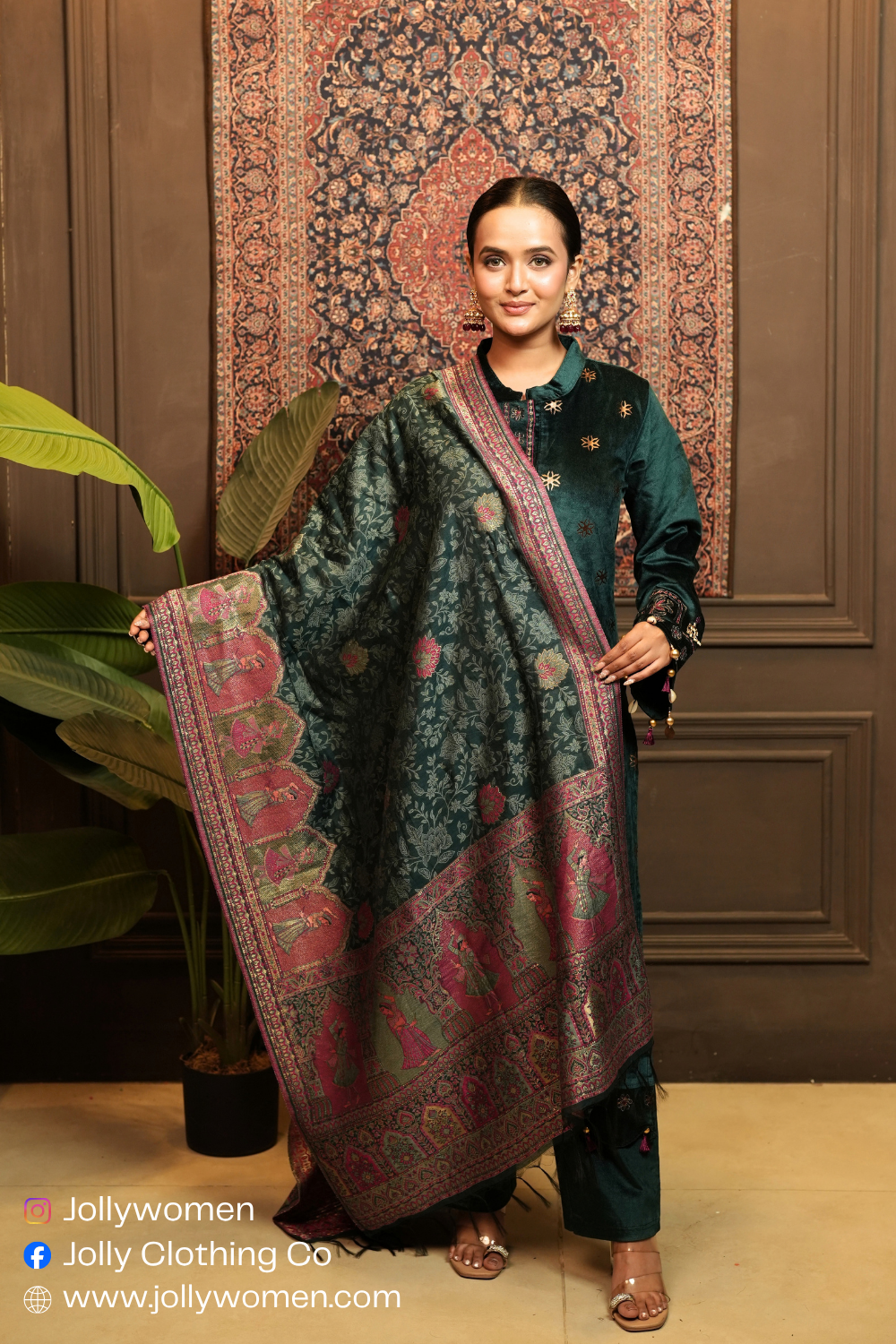 TEAL PREMIUM VELVET DUPATTA SET