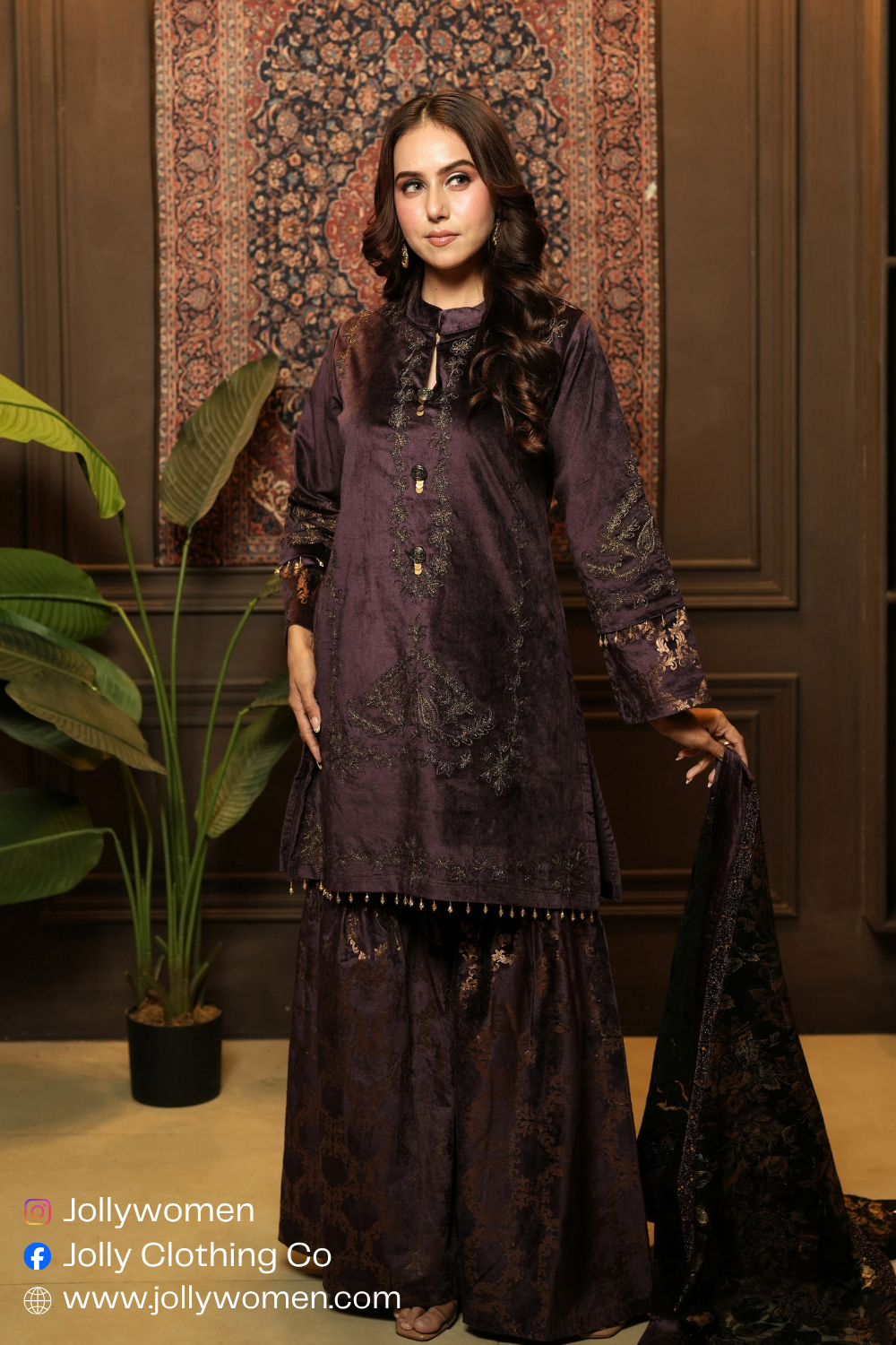 PURPLE LUXURY FUSION SHARARA SET