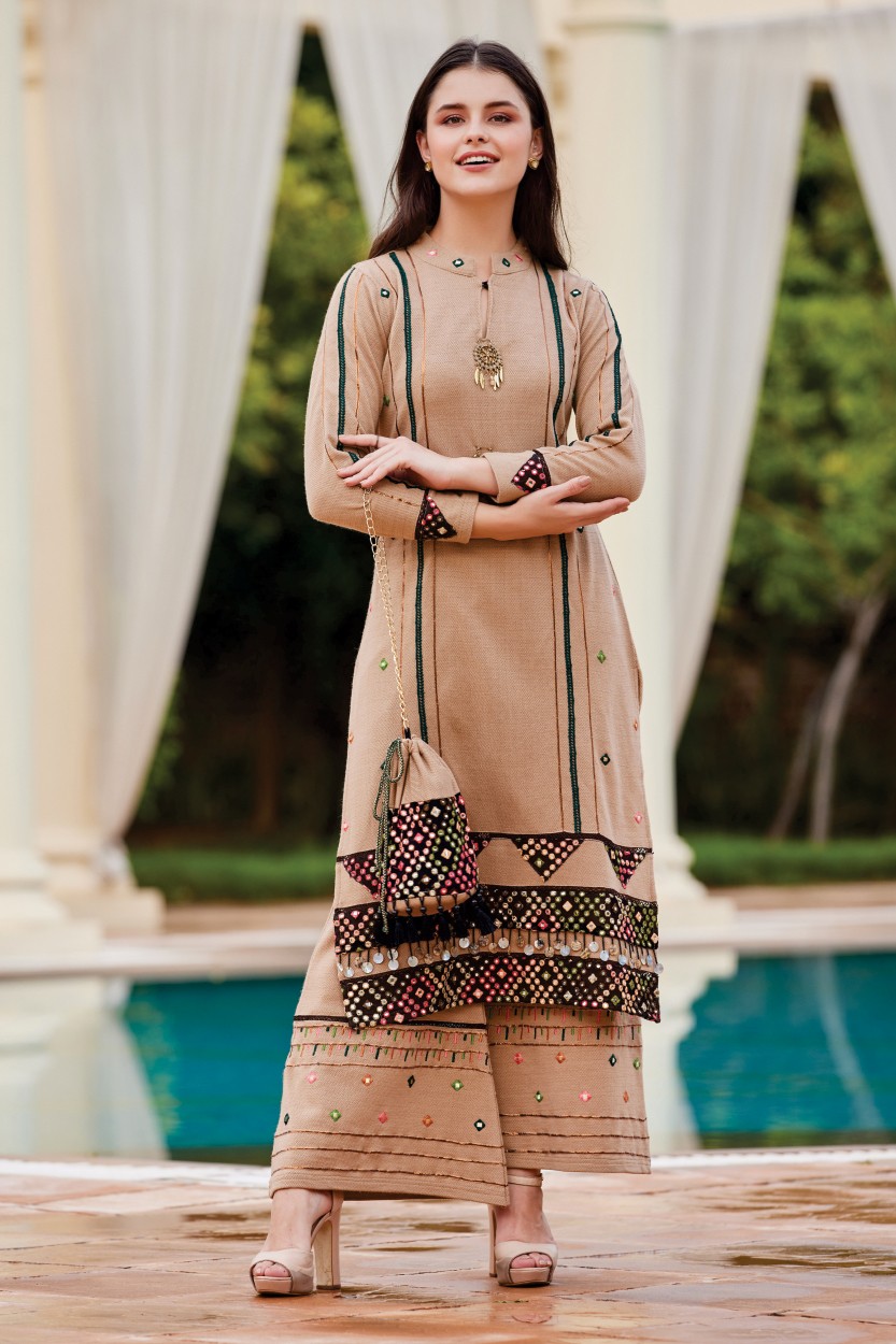 Floral Print Linen Kurta Set with Dupatta – Dressline Fashion