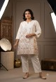 WHITE EMBROIDERED PANT SET
